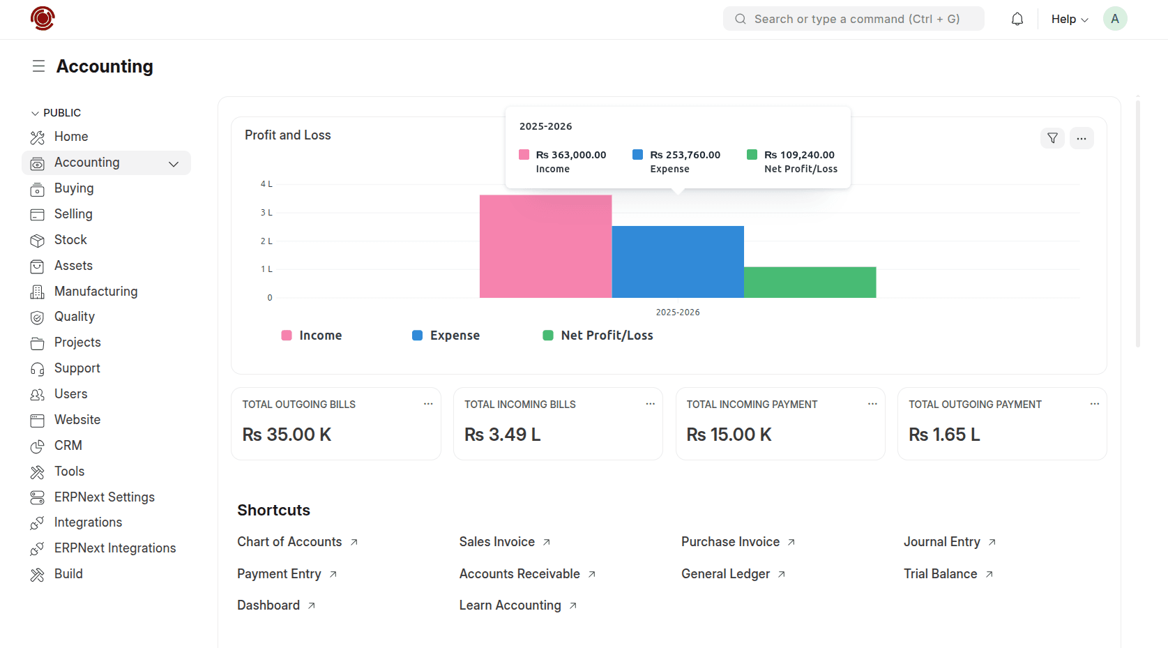 ERP Workspace Interface